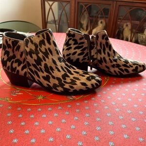 Worn once! Classic Sam Edelman Snow leopard pony hair ankle boots.